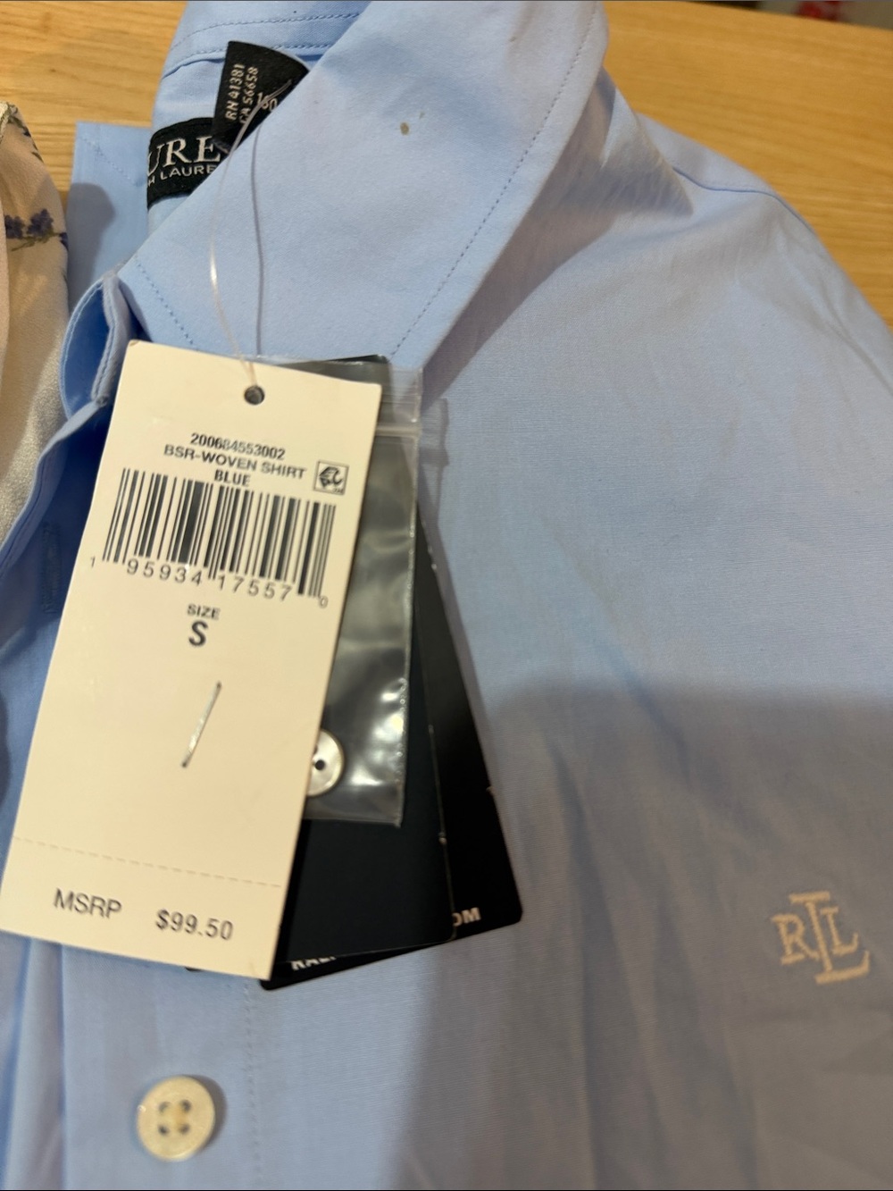 NWT - Lauren Ralph Lauren Womens Blue Stretch Non Iron Button Down Shirt $100 - Picture 6 of 6
